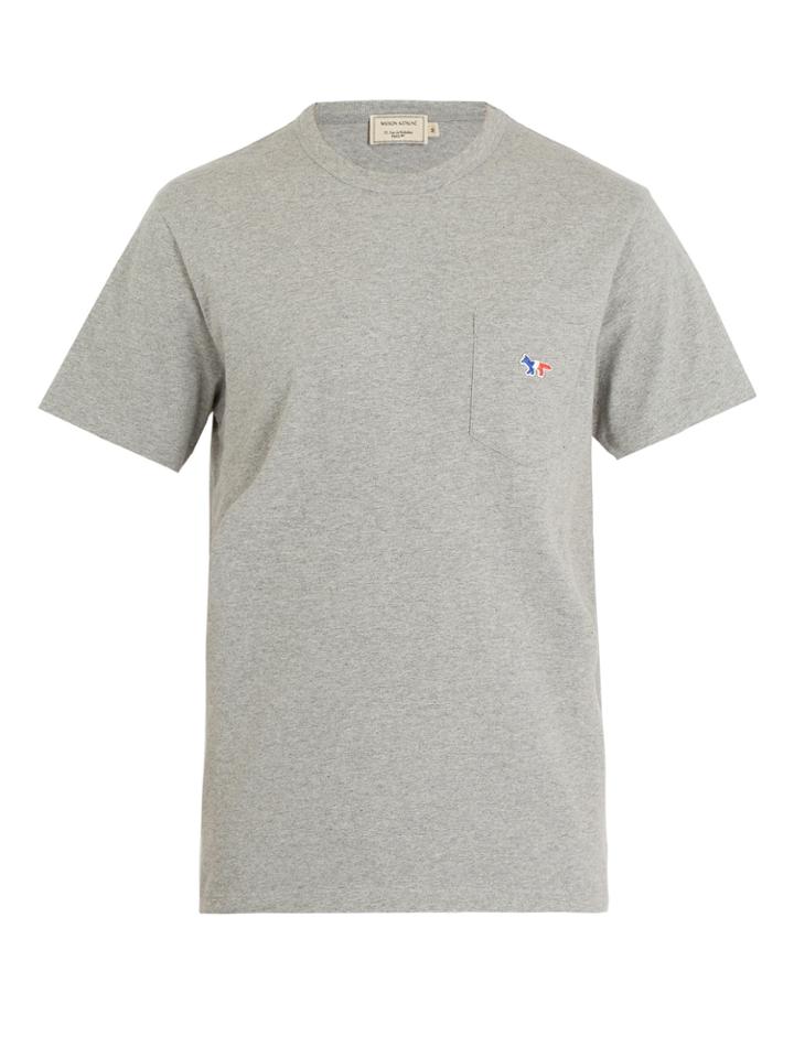 Maison Kitsuné Fox-embroidered Cotton-jersey T-shirt