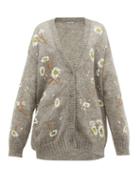 Matchesfashion.com Miu Miu - Oversized Sequin Embroidered Mohair Blend Cardigan - Womens - Grey Multi