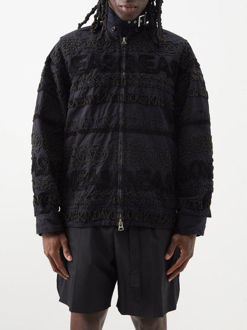 Sacai - X Eric Haze Textured-cotton Bomber Jacket - Mens - Dark Navy