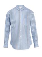 Comme Des Garçons Shirt Striped And Checked Cotton-poplin Shirt