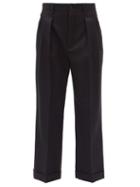 Matchesfashion.com Saint Laurent - Double-pleated Wool-gabardine Cropped Trousers - Womens - Black