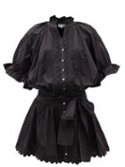 Juliet Dunn - Rickrack-embellished Cotton-poplin Mini Dress - Womens - Black