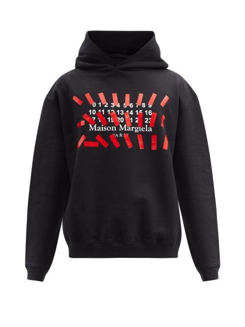 Matchesfashion.com Maison Margiela - Logo-print Cotton-jersey Hooded Sweatshirt - Mens - Black
