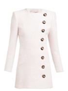 Matchesfashion.com Alessandra Rich - Buttoned Lam Tweed Mini Dress - Womens - Light Pink