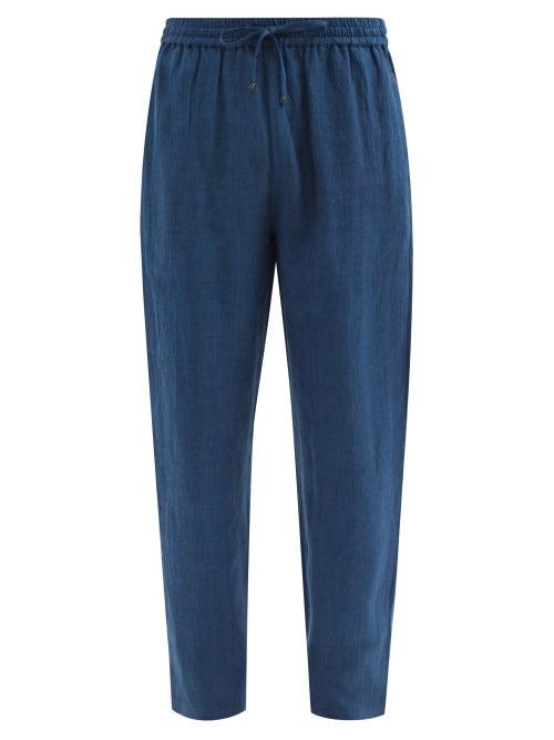 Matchesfashion.com Harago - Drawstring-waist Linen Straight-leg Trousers - Mens - Indigo