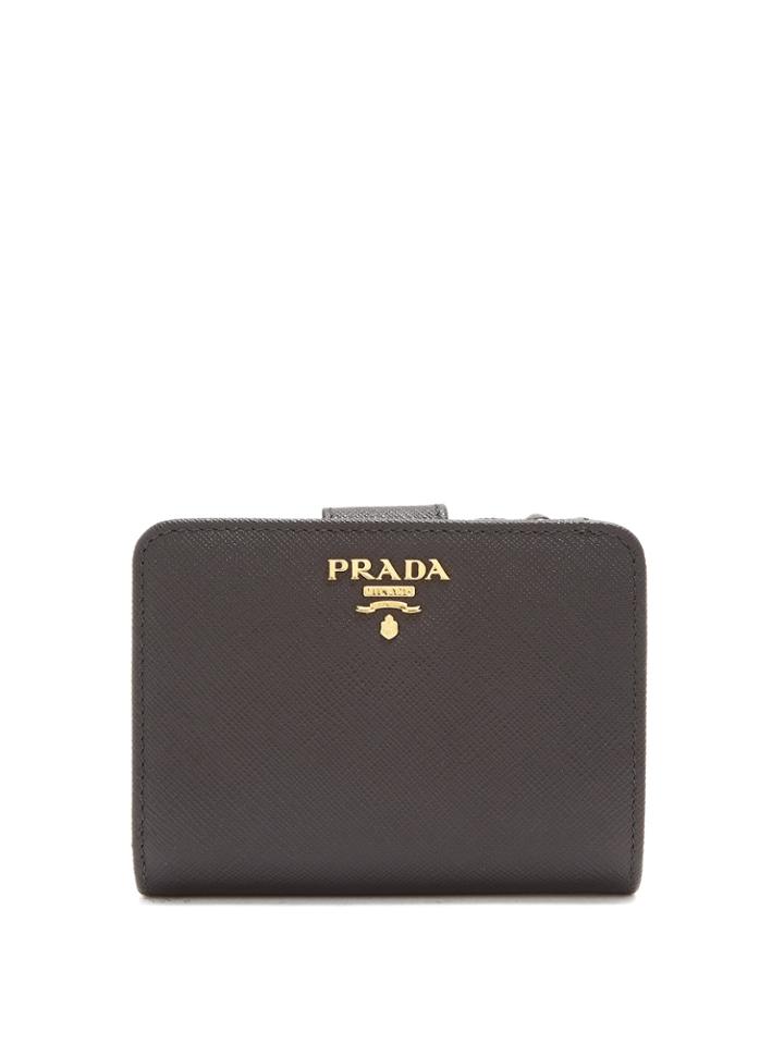 Prada Compact Zip-around Saffiano Leather Wallet