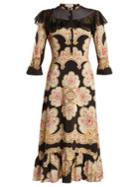 Vilshenko Petra Lace-insert Silk Crepe De Chine Dress