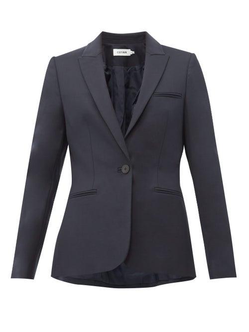 Matchesfashion.com Cefinn - Single Breasted Twill Blazer - Womens - Navy