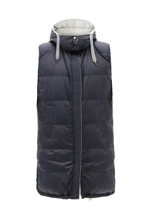 Ladies Rtw Brunello Cucinelli - Reversible Quilted Down Technical-shell Gilet - Womens - Navy Multi