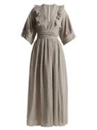 Matchesfashion.com Three Graces London - Adeline Ruffle Trimmed Dress - Womens - Grey Stripe