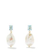 Mateo - Topaz, Baroque Pearl & 14kt Gold Earrings - Womens - Pearl