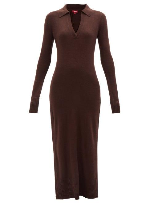 Staud - Crown Wool-blend Dress - Womens - Brown