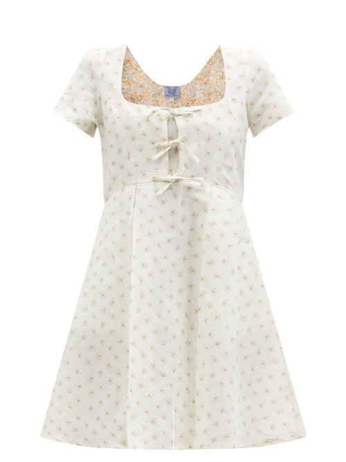 Matchesfashion.com Thierry Colson - Wilfried Dot-print Cotton-blend Voile Mini Dress - Womens - White Print