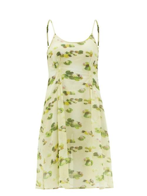 Ladies Lingerie Galanthya - Virginia Floral-print Cotton-muslin Dress - Womens - Yellow Print