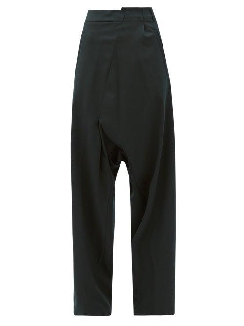 Matchesfashion.com Mm6 Maison Margiela - Deconstructed High-rise Trousers - Womens - Dark Green