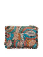 La Doublej Editions Geometric-print Ruffle-trimmed Nylon Pouch