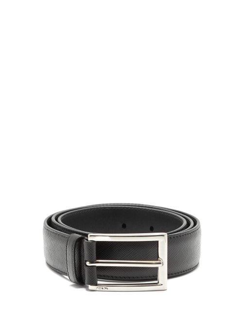 Matchesfashion.com Prada - Saffiano Leather Belt - Mens - Black