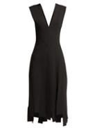 Matchesfashion.com Altuzarra - Tiziana Stretch Crepe Asymmetric Midi Dress - Womens - Black