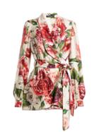Matchesfashion.com Dolce & Gabbana - Peony Print Silk Twill Belted Pyjama Jacket - Womens - White Multi