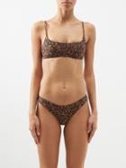 Matteau - The Crop Floral-print Bikini Top - Womens - Brown Print