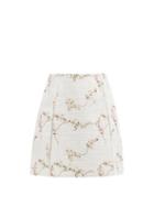 Giambattista Valli - Floral-embroidered Cotton-blend Boucl Suit Skirt - Womens - Ivory Multi