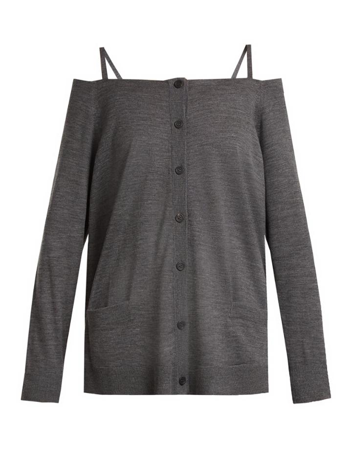 Prada Off-the-shoulder Wool Cardigan