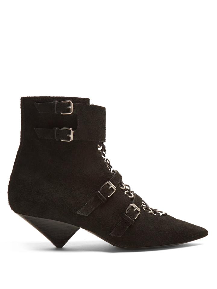Saint Laurent Blaze Point-toe Eyelet-embellished Boots