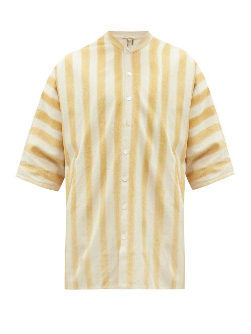 Matchesfashion.com 11.11 / Eleven Eleven - Striped Organic Cotton-twill Shirt - Mens - Yellow Multi