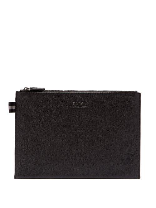 Matchesfashion.com Polo Ralph Lauren - Logo Plaque Leather Pouch - Mens - Black