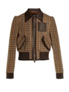 Matchesfashion.com Rochas - Checked Wool Blend Bomber Jacket - Womens - Brown Multi