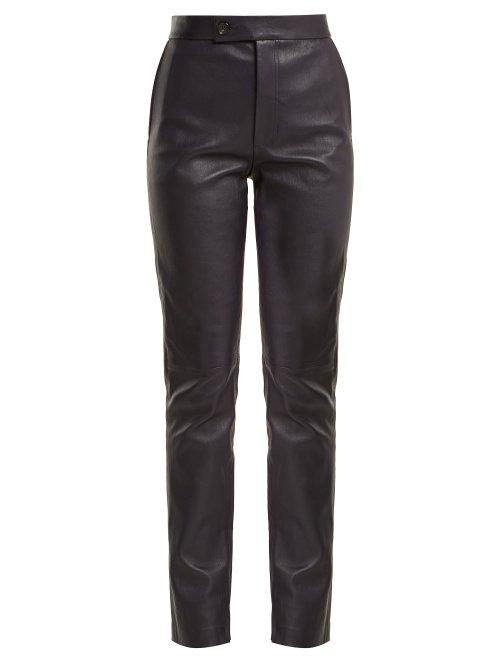 Matchesfashion.com Helmut Lang - Leather Suit Trousers - Womens - Navy