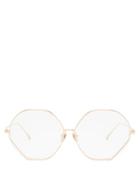 Matchesfashion.com Linda Farrow - Fawcett Hexagonal Titanium Glasses - Womens - Rose Gold