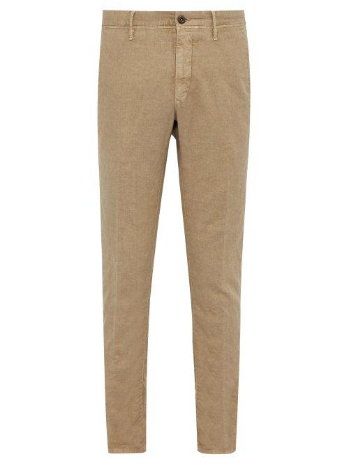 Matchesfashion.com Incotex - Slim Fit Cotton Blend Chino Trousers - Mens - Beige