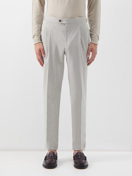 Thom Sweeney - Pleated Wool-blend Tapered-leg Trousers - Mens - Beige