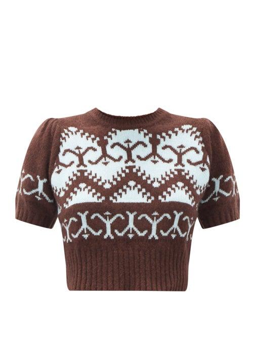Matchesfashion.com Joostricot - Norweigan-knit Cropped Merino-wool Blend Sweater - Womens - Brown Multi