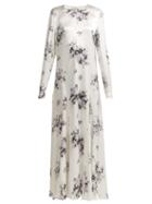 Matchesfashion.com Ganni - Cameron Floral Print Satin Dress - Womens - 243 White Multi