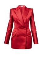 Matchesfashion.com Alexander Mcqueen - Double-breasted Satin Suit Jacket - Womens - Red