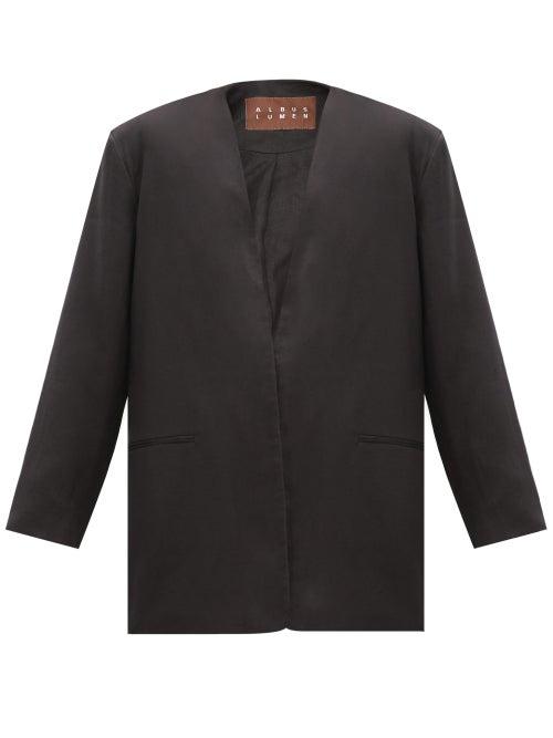 Matchesfashion.com Albus Lumen - Sokol Oversized Single-breasted Linen Jacket - Womens - Black