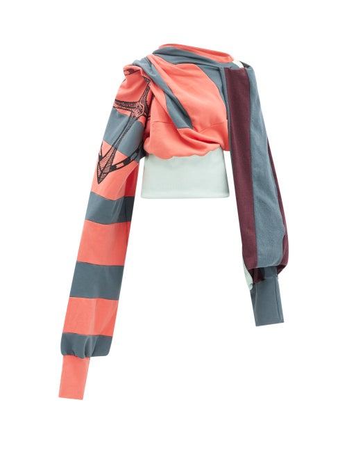 Ladies Rtw Matty Bovan - Striped Patchwork Cotton-jersey Sweatshirt - Womens - Red Multi