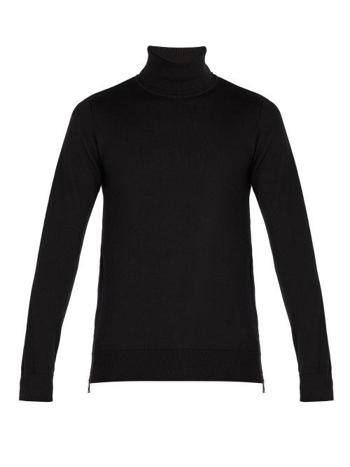 Matchesfashion.com Balmain - Embossed Coin Roll Neck Sweater - Mens - Black