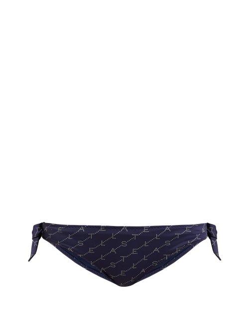 Matchesfashion.com Stella Mccartney - Monogram Print Side Tie Bikini Briefs - Womens - Navy Multi