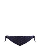 Matchesfashion.com Stella Mccartney - Monogram Print Side Tie Bikini Briefs - Womens - Navy Multi