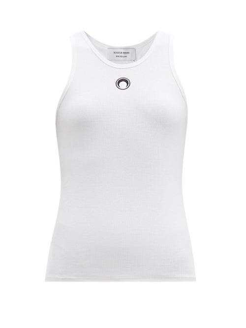 Matchesfashion.com Marine Serre - Borderline Crescent Moon Cotton-blend Tank Top - Womens - White