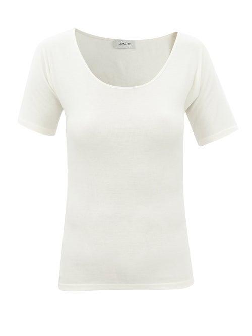 Lemaire - Scoop-neck Cotton-jersey Top - Womens - White