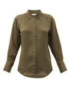 Matchesfashion.com Frame - Silk Crepe De Chine Shirt - Womens - Khaki