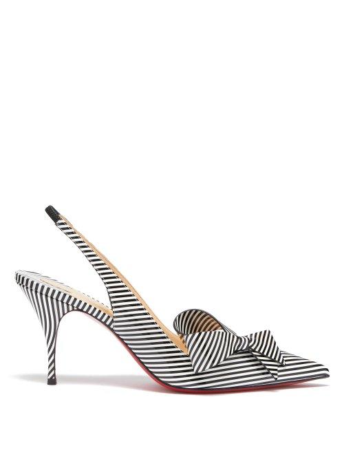 Matchesfashion.com Christian Louboutin - Clare Nodo Striped Patent Leather Slingback Pumps - Womens - Black Stripe