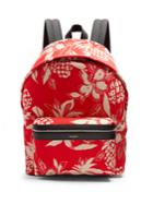 Saint Laurent City Hibiscus-print Canvas Backpack