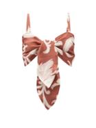 Matchesfashion.com Cala De La Cruz - Aurora Tie-front Floral Linen-poplin Crop Top - Womens - Pink Print