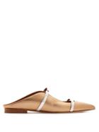 Matchesfashion.com Malone Souliers By Roy Luwolt - Maureen Backless Leather Flats - Womens - Gold