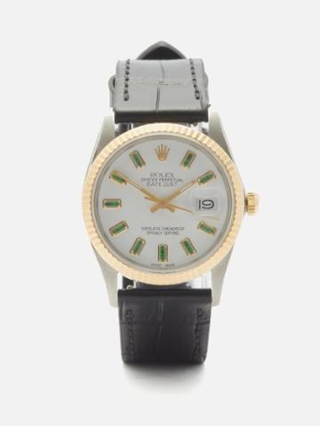 Lizzie Mandler - Vintage Rolex Datejust 33mm Emeralds & Gold Watch - Womens - White Multi
